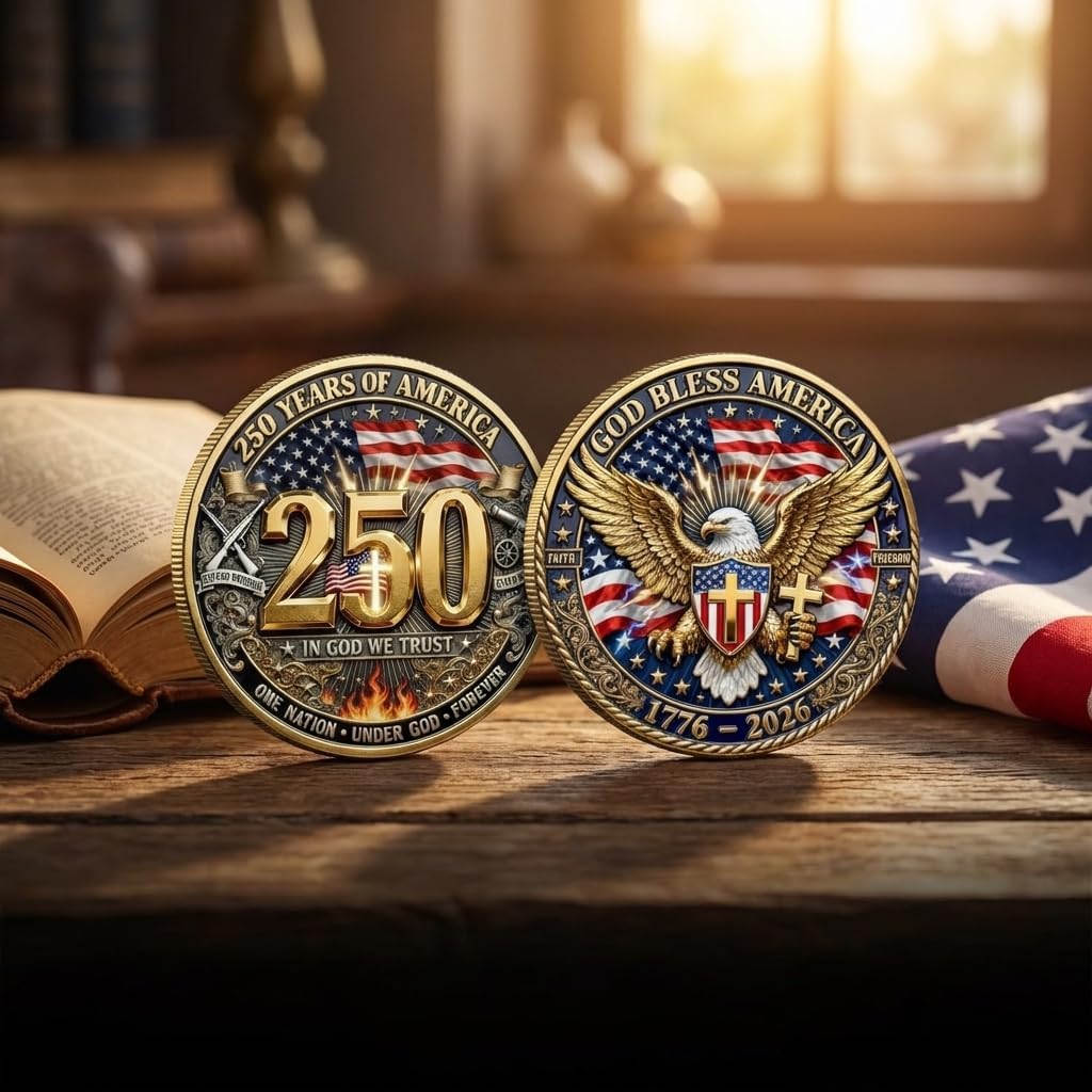 250th Anniversary Commemorative Coin Set, 1776-2026 USA Double-Sided Eagle Challenge Coin for Collectors and Veterans (10PCS)