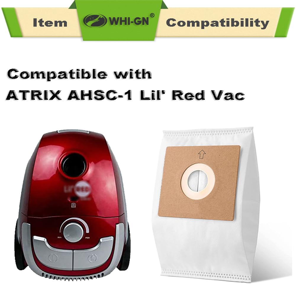 WHI-GN 15 Pack HEPA Filter Replacement for Atrix Vacuum Bags AHLR-2, compatible with Atrix AHSC-1 Lil' Red Vacuum Cleaner