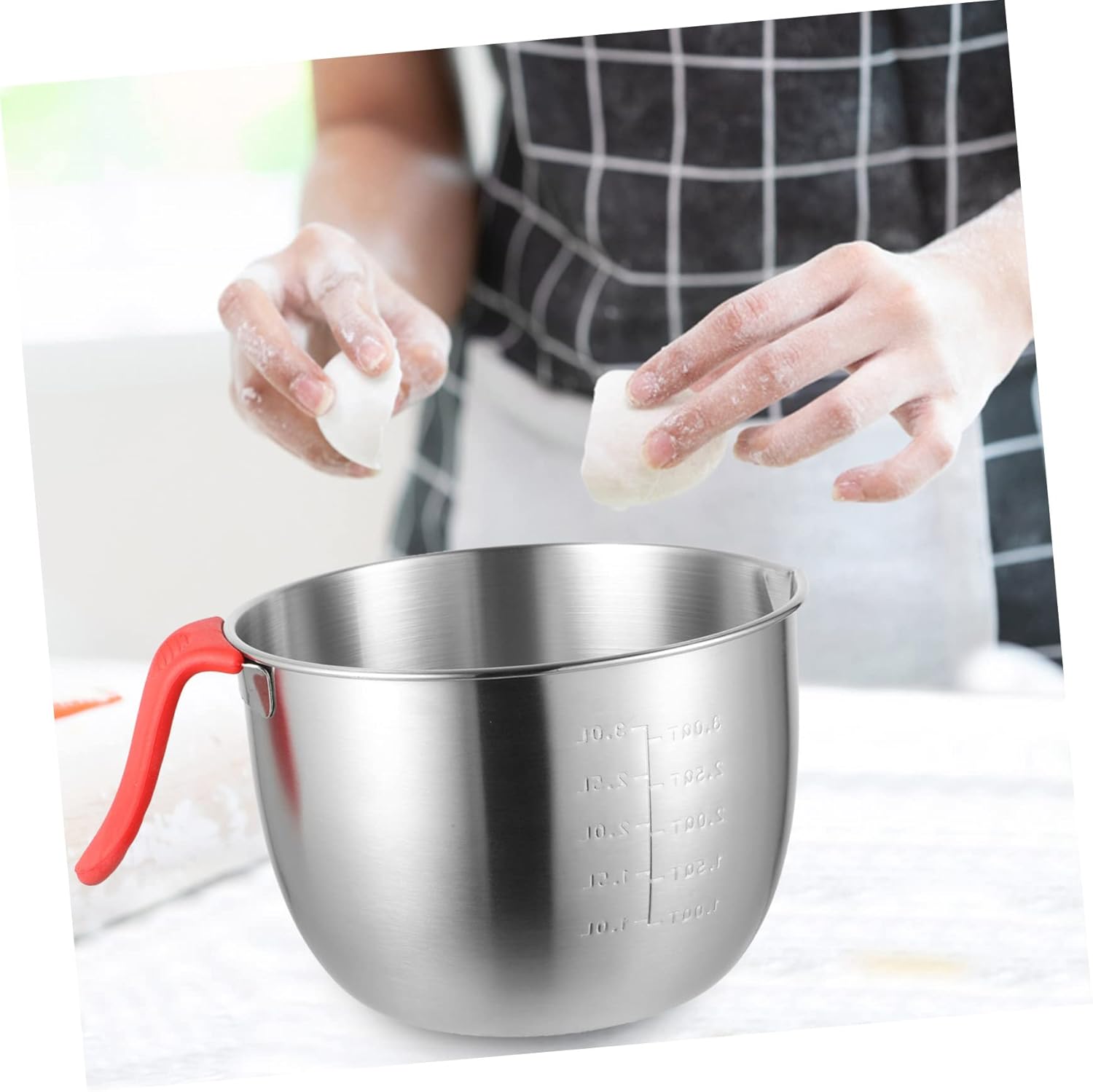 KICHOUSE Stainless Steel Mixing Bowl with Lid Food-grade Deep Mixing Basin for Baking and Cooking for Salad Noodle Egg Whipping and More Diameter
