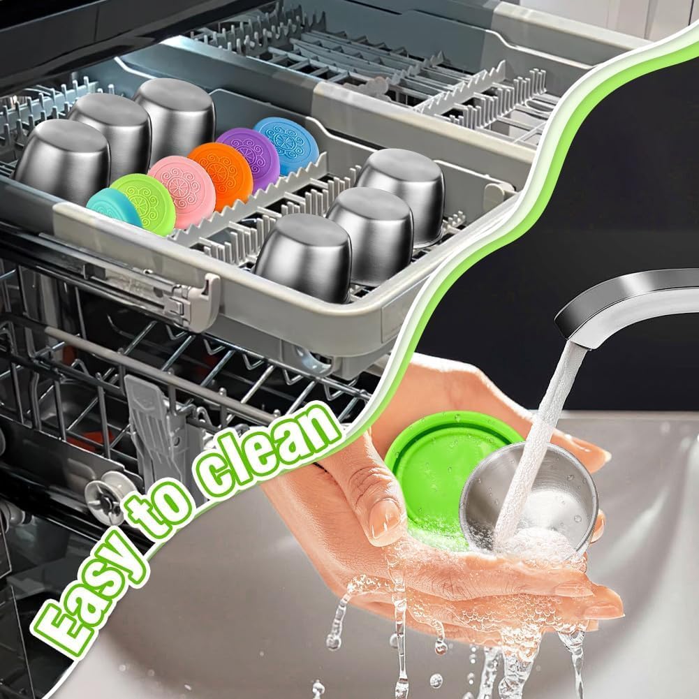 6-Pack Salad Dressing Container to Go, 2.4 oz Stainless Steel Condiment Containers with Silicone Lids, Reusable Leakproof Sauce Cups for Lunch Box, Bento, Picnic and Travel - Image 6