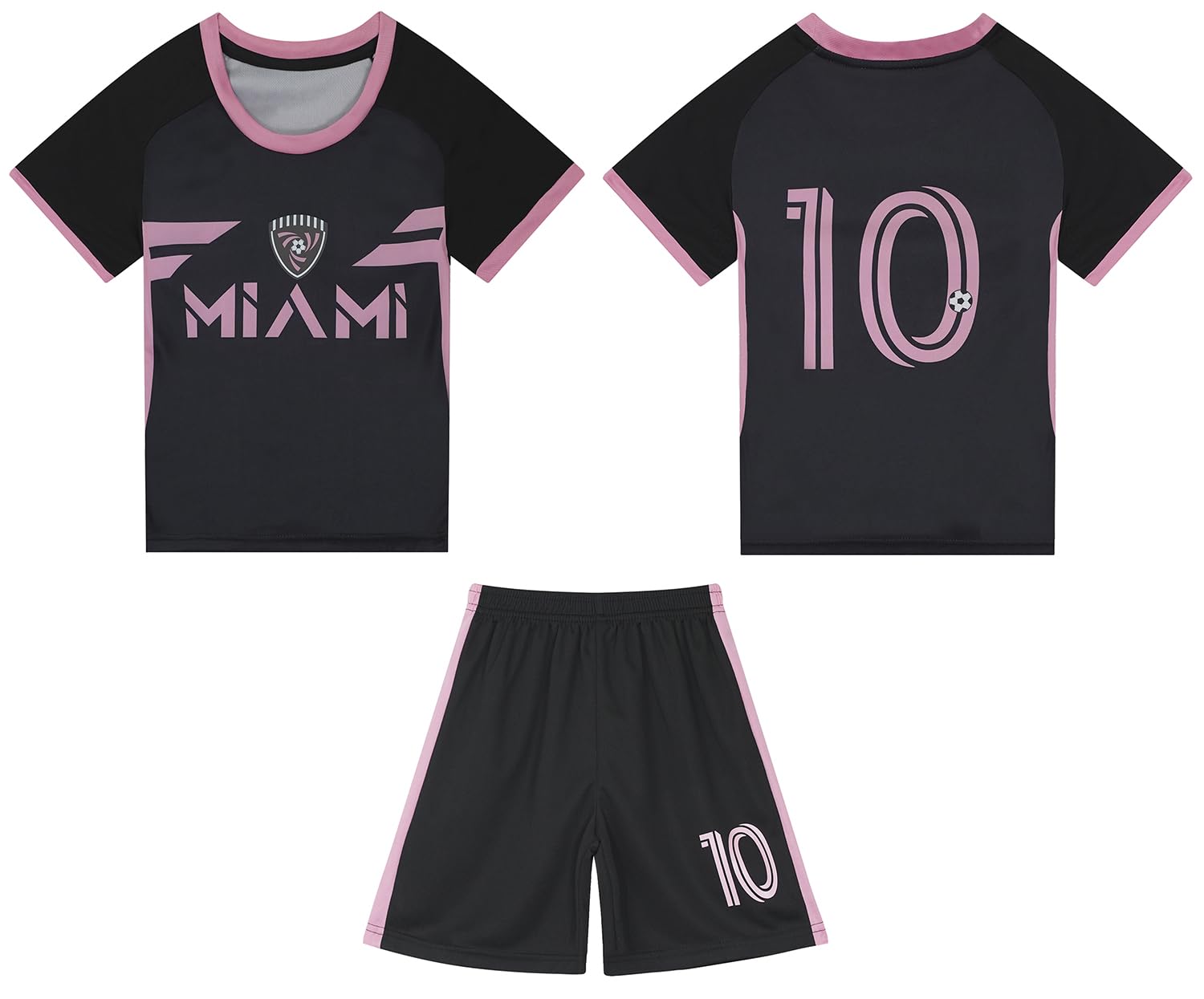 Yanzeeg 2024-25 Pink Black Soccer Football Jerseys for Kids Boys Girls Youth(Black,30)