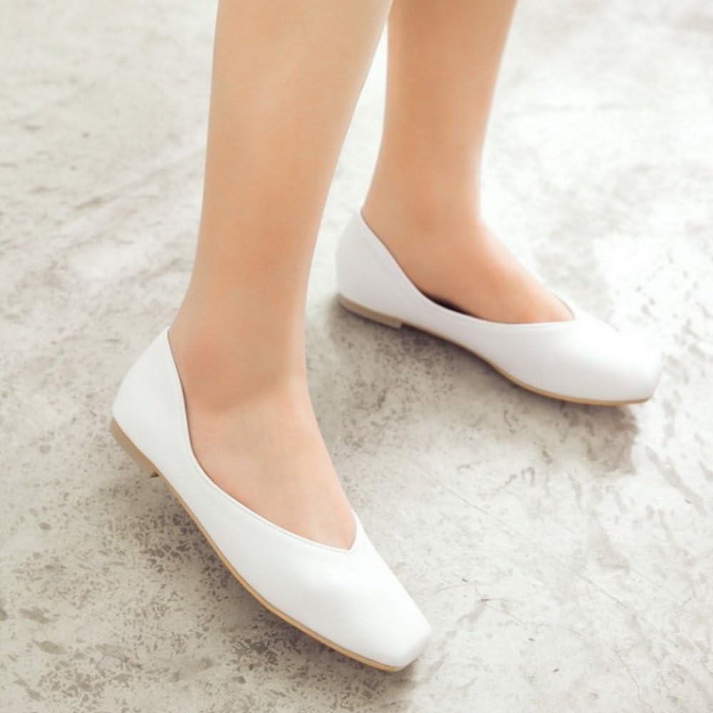Women Fashion Square Toe Flats with Slip-on