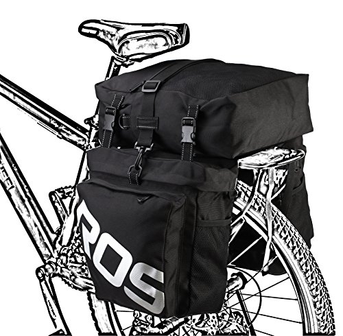 Roswheel 14892 3 In 1 Multifunction Bike Bicycle Rear Rack Panniers Back Seat Cargo Trunk - Black #TOP3