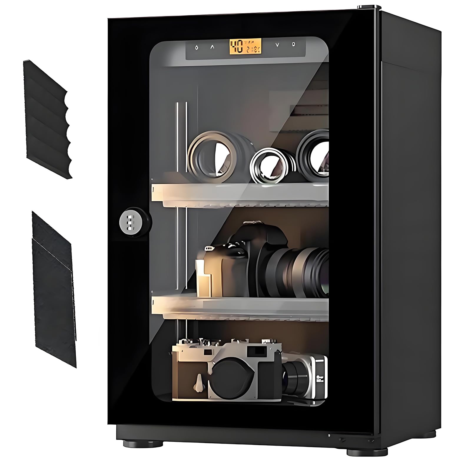 Deshumidificador de gabinete seco caja electrónica humedad lente cámara 30L