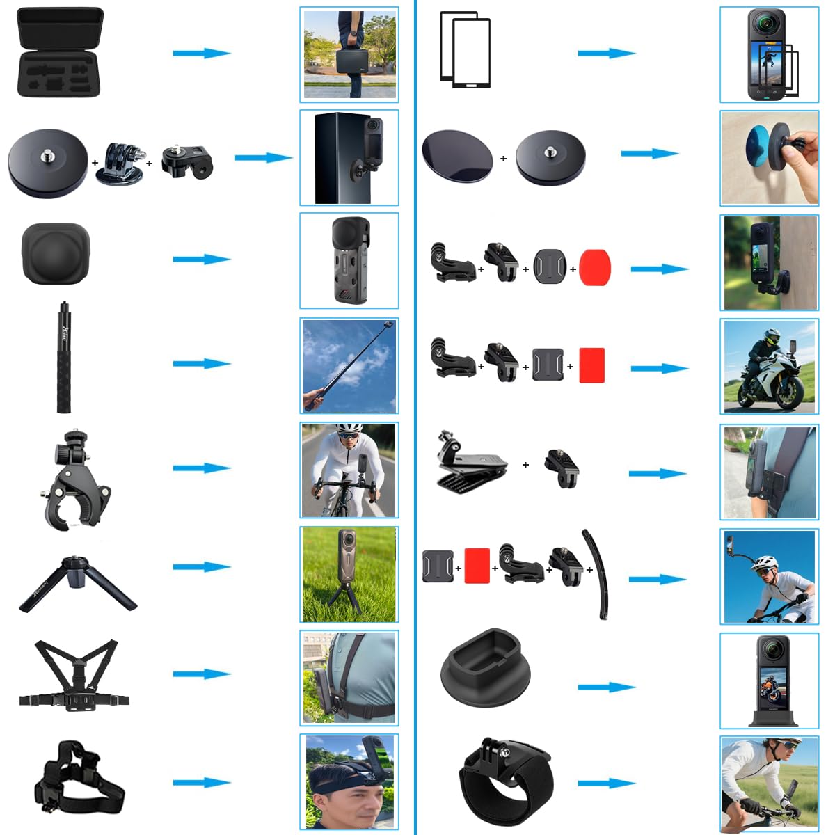 Amazon.com : Accessories Kit for Insta360 X5 / X4 Camera Mount Amazon.com : Accessories Kit for Insta360 X5 / X4 Camera Mount