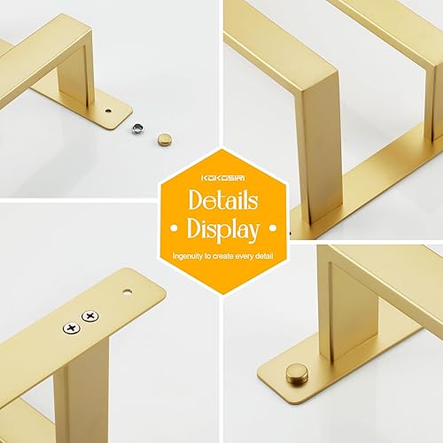 Miniatura 7 de KOKOSIRI Toalleros de baño de 2 niveles con escalera de oro cepillado de 32 pulgadas, toalleros montados en la pared, estantes de acero inoxidable,