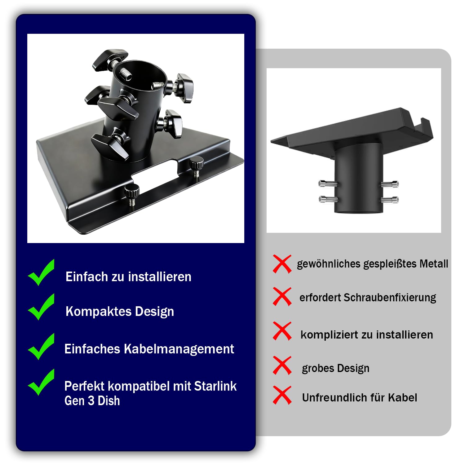 Supporto Starlink Gen 3, Starlink V3 Regolabile A 360°, Kit Di Montaggio Su Albero Starlink Gen3 Mast Mounting Kit With Gen3 Hose Adapter For Starlink Gen3mini Gen3mini Mount For Motorhomes 92430140
