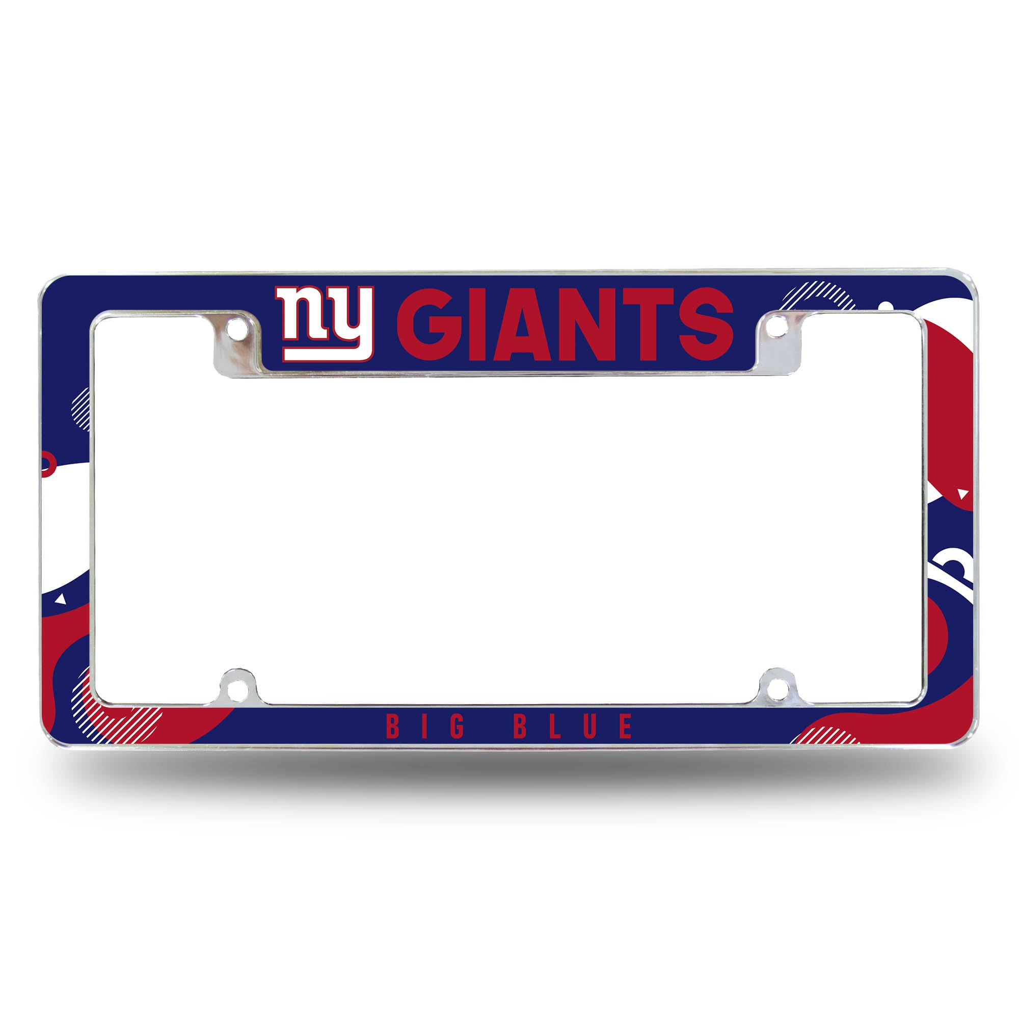 Rico Industries NFL Football New York Giants Wave 12" x 6" Chrome All Over Automotive License Plate Frame for Car/Truck/SUV