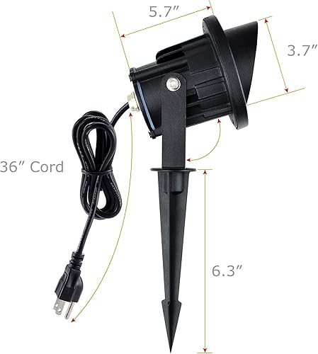 Miniatura 6 de J.LUMI GBS9809 - Foco LED para exteriores de 9 W, 120 V CA, reemplaza a halógeno de 75 W, estaca de tierra de metal, luz blanca diurna, luz de