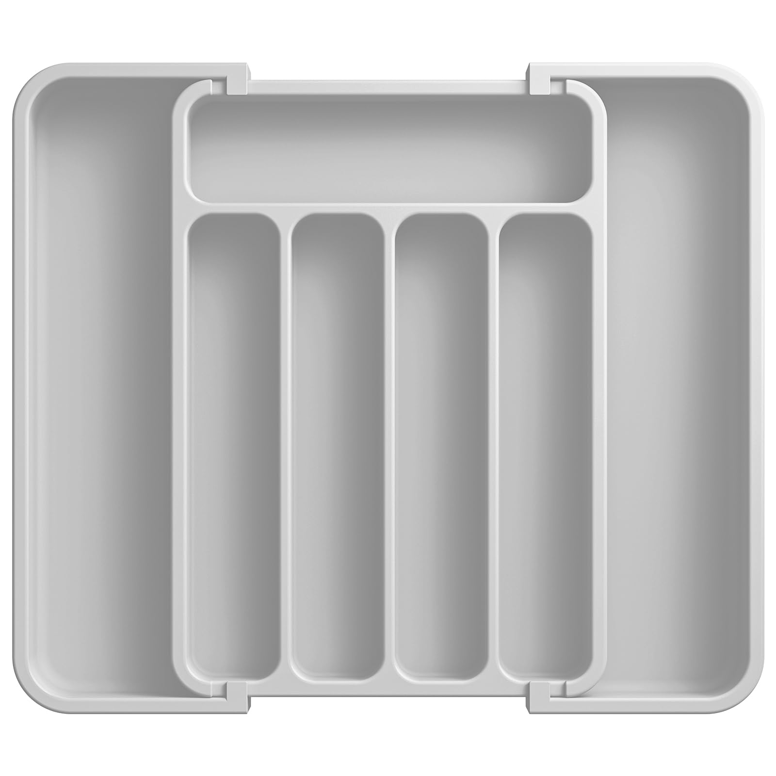 AUJEN Silverware Organizer - Expandable Kitchen Drawer Organizer, Adjustable Utensil Organizer, Cutlery Tray for Forks, Knives, Multipurpose Kitchen Organizers and Storage Solution, Light Grey, Medium