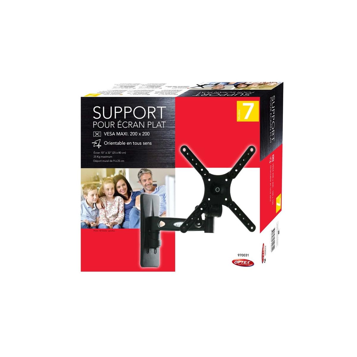 Support Mural Bras TV Extensible - Pour écrans 10 à 32" - VESA 75x75/100x100 - Acier - Charge 10 Kg - Inclinable Et Rotatif