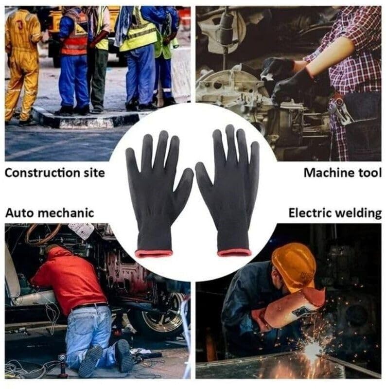 Image of Multipurpose Nylon Anti Cut PU Nitrile Coating Work Safety Gloves Black Pair 1