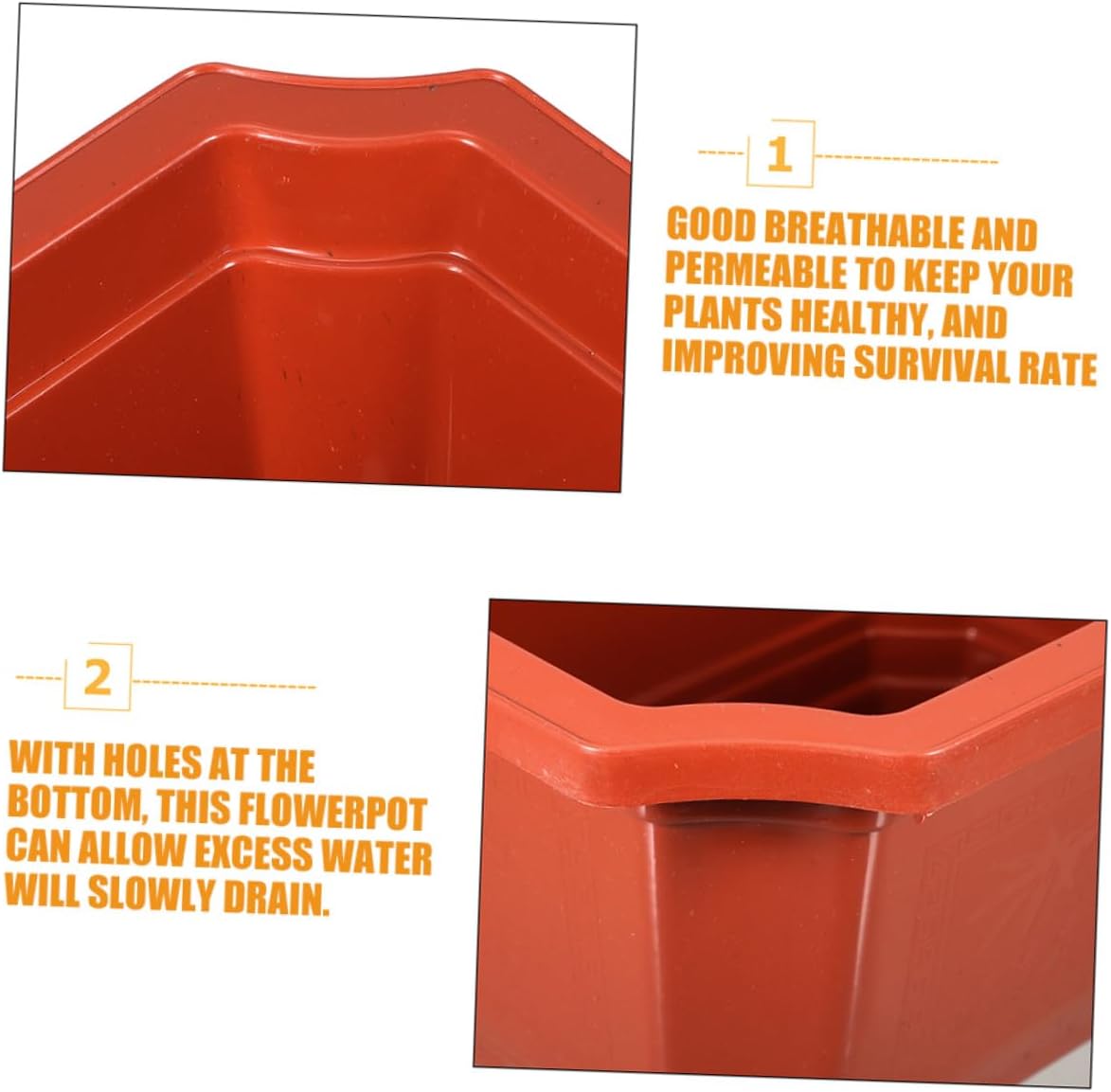 10pcs Rectangular Plastic Flower Pots Indoor Planters Thickened Elevated Garden Pots for Windowsill and Home Planting