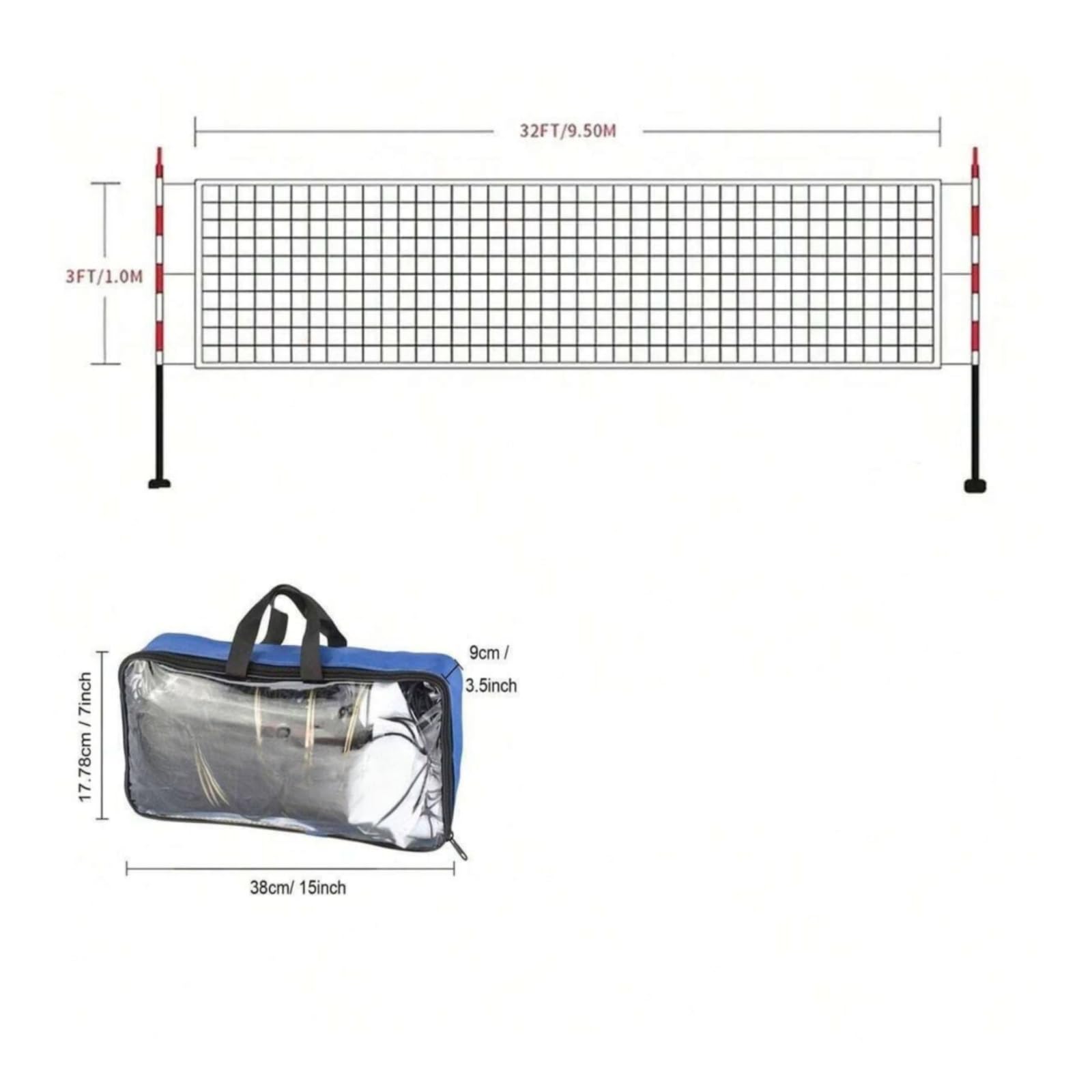 Amagogo Red Repuesto para Voleibol Resisn | Polipropileno, Red Voleibol, para Playa, Patio, Jardín, Entrenadores