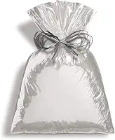 Saco Para Presente Cromus Embalagens com Acabamento Metalizado na Cor Prata 25x37 cm com 50 Unidades