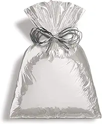 Saco Para Presente Cromus Embalagens com Acabamento Metalizado na Cor Prata 25x37 cm com 50 Unidades