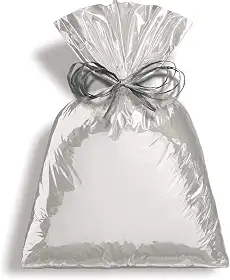 Saco Para Presente Cromus Embalagens com Acabamento Metalizado na Cor Prata 25x37 cm com 50 Unidades