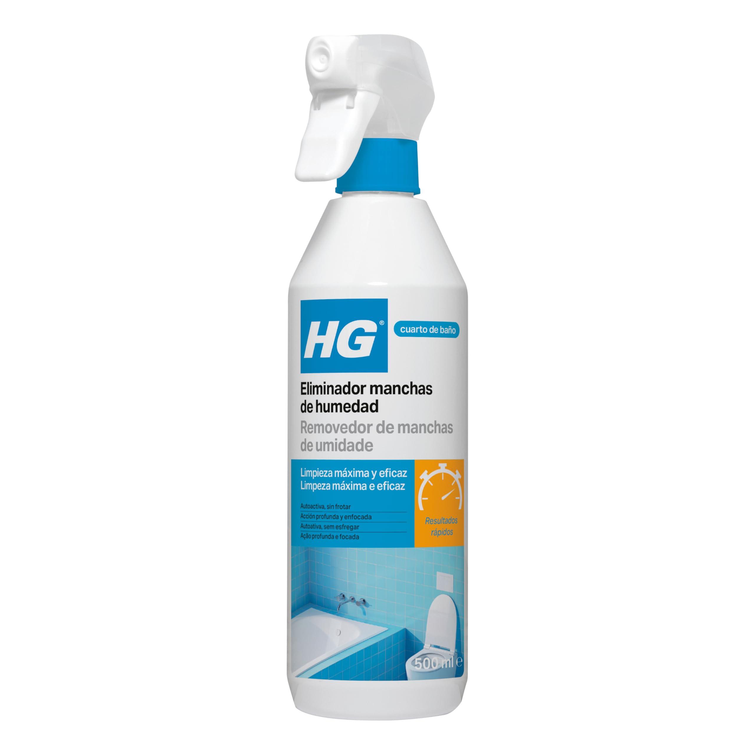 HG Eliminador de Manchas de Humedad, Limpiador de Juntas Negras para Paredes, Azulejos y Silicona en Baños, Cocinas y Exteriores – 500 ml (el embalaje puede variar)