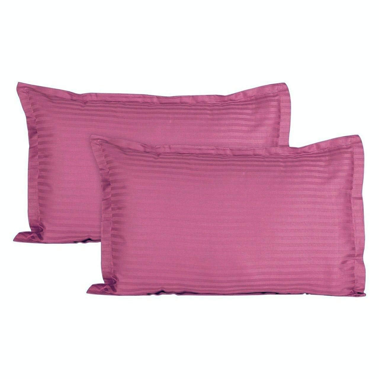 Trance Home Linen 200 TC 100% Cotton Large Size 20x30 inch Satin Stripe Pillow Covers | Pillow Cases | Set of 2 Piece Pillow Covers only | Large Size (Rose Pink, 20 X 30 inch)