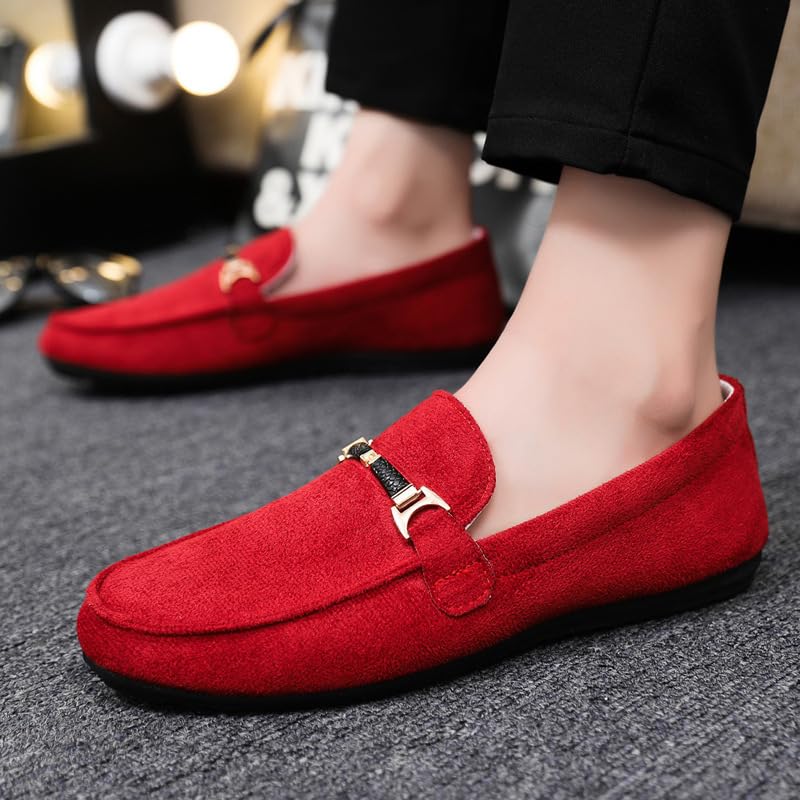 Men's Flat Loafers - Single-Color Canvas Upper, Fabric Lining, Rubber Sole, Round Toe Design, Suitable for Outdoor Business Casual wear.3