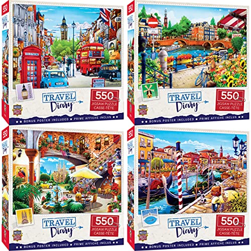 MasterPieces Travel Diary 550 Puzzles Collection - 4-Pack 550 Piece Jigsaw Puzzle Bundle MasterPieces Travel Diary 550 Puzzles Collection - 4-Pack 550 Piece Jigsaw Puzzle Bundle