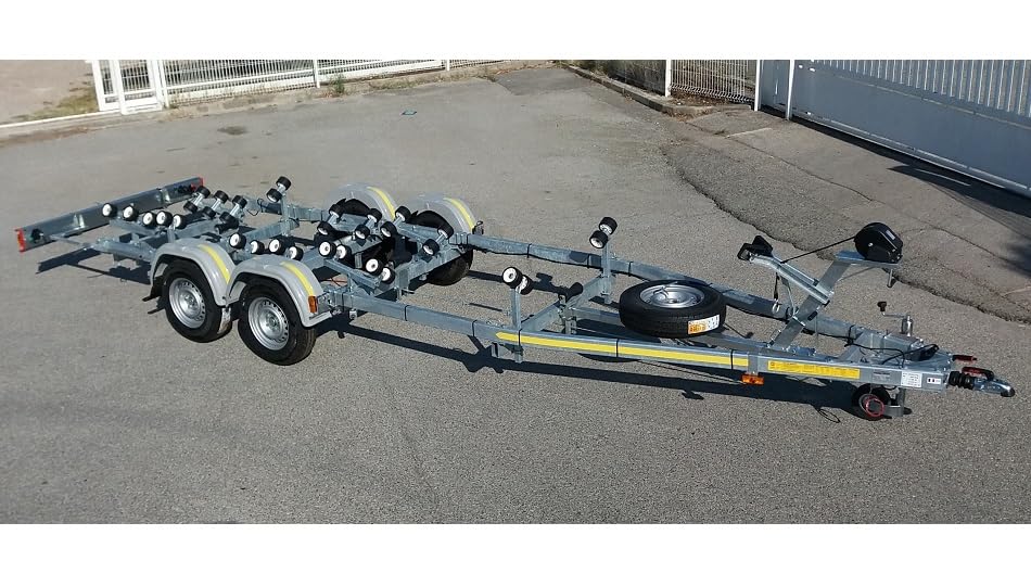 Remorque Porte Bateau Double essieu avec Frein PTC 2500 kg, avec Livraison à Domicile par Transporteur privé. Uniquement France METROPOLITAINE.