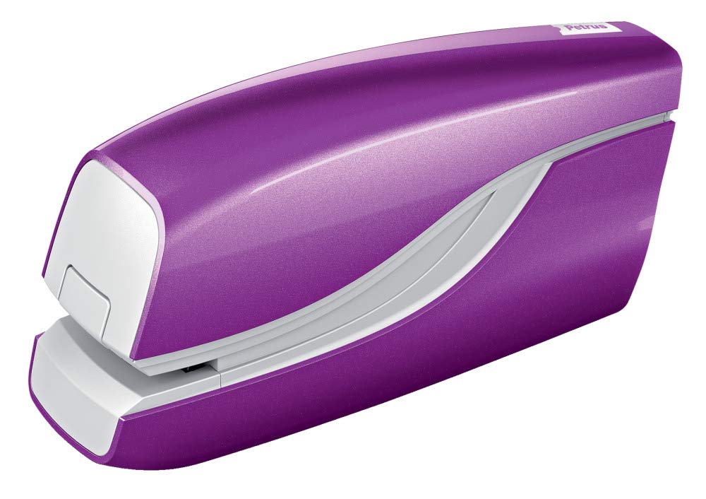 PETRUS 624825 - Grapadora eléctrica modelo E-310 (Alimentación 4 pilas 1,5V no incluidas) color violeta metalizado