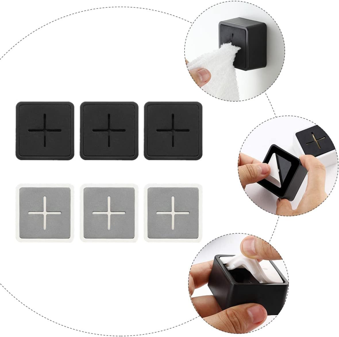 Lurrose 6pcs Self-Adhesive Tea Towel Holder Abs Wall Hooks for Kitchen and Bathroom Easy Install No Drilling Design for Towel Storage and Organization