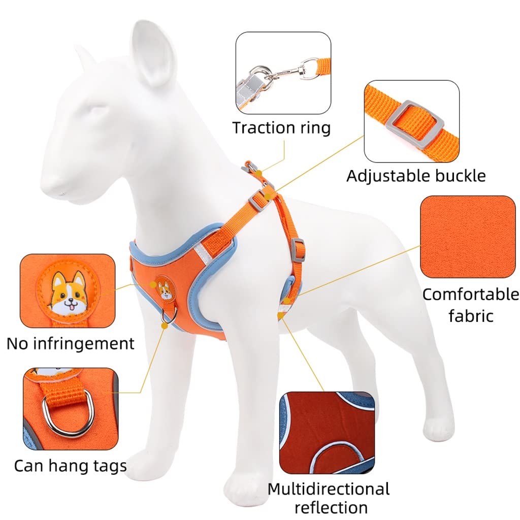 Pet Chest Strap Dog Harness Reflective and Breathable Small Dog Traction Vest Harness Rope Outdoor Dog Walking Leash (C X)