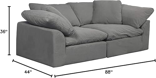 Miniatura 8 de Sunset Trading Cloud Puff Slipcover for 2 Piece Modular Large Loveseat | Sectional Sofa Cover | Performance Fabric | Gray