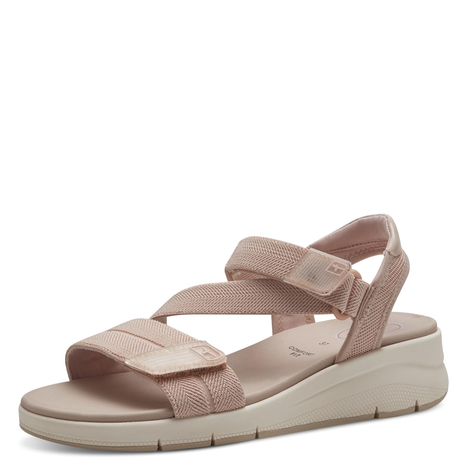 Tamaris Comfort Women’s Flat Sandals with Velcro Vegan, Rose, 7,5 UK