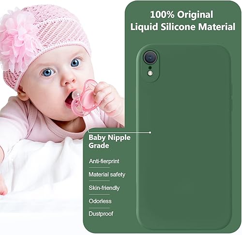 Miniatura 7 de Vooii Compatible con iPhone XR, silicona líquida mejorada con bordes planos, protección de cámara, forro de microfibra antiarañazos suave, funda