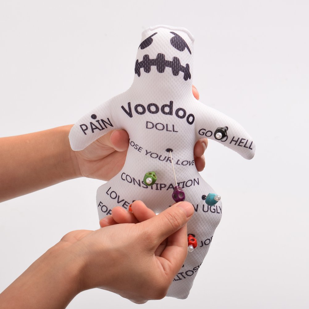 BLESSUM lalka Voodoo z 7 różnymi kolorami, czaszkami (Biały 1)