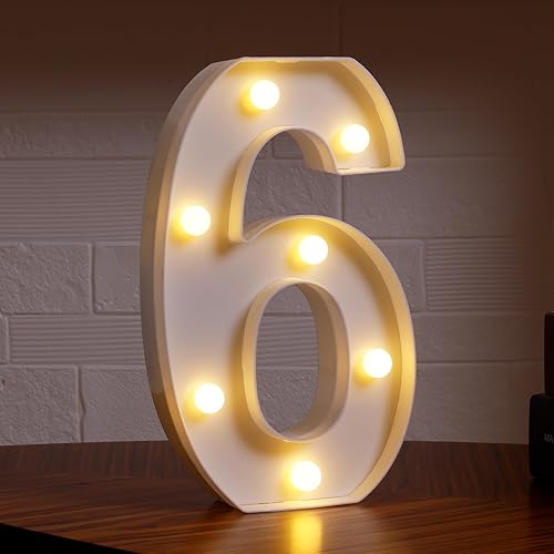 Números LED de marquesina, pequeños números iluminados para fiesta, número iluminado de 21.8 cm con batería para cumpleaños, luz nocturna,
