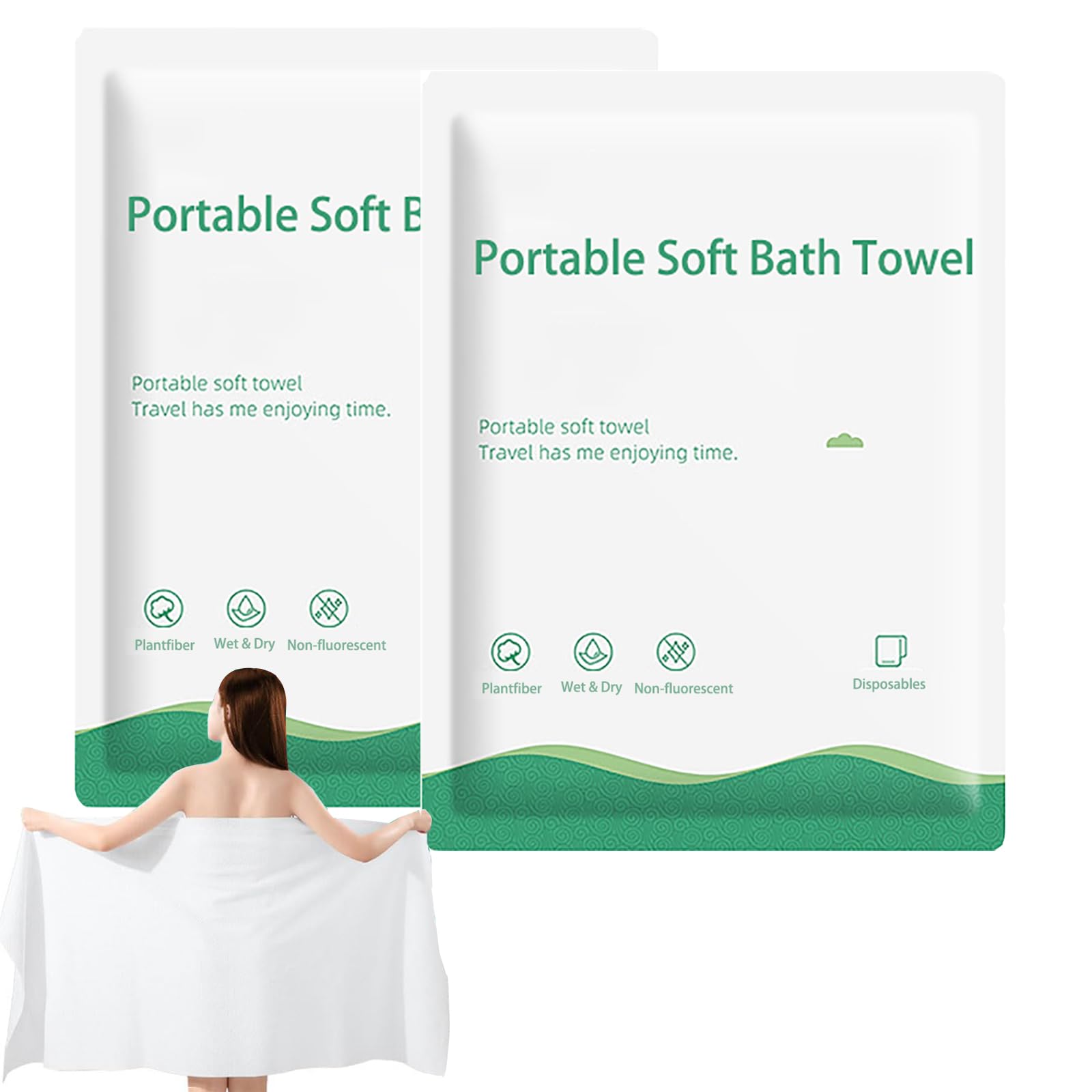 Jidyllic Disposable Bath Towels,2 Pcs Portable Soft Towel Travel Towels Mini Compressed Towel Travel Disposable Towels Tablets for Camping Swimming Traveling Hiking Travel Essentials(56'' x 28'')