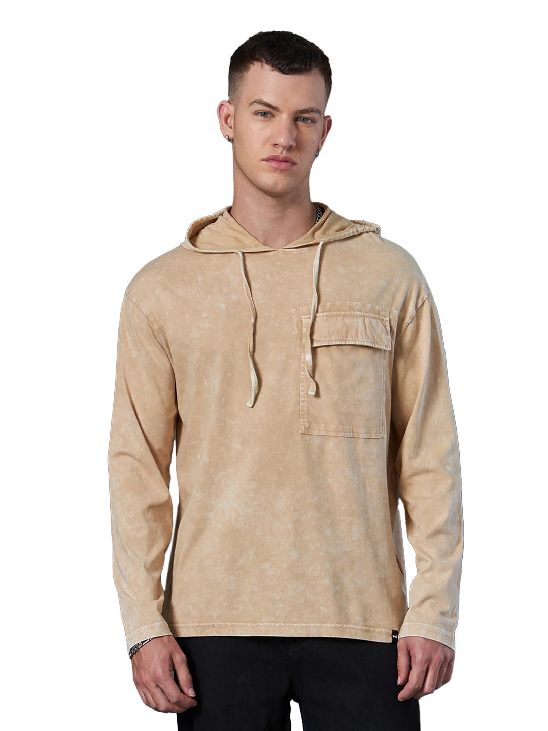 bewakoof Men's 100% Cotton Solid Oversized Fit Hooded T-Shirt-picture-34