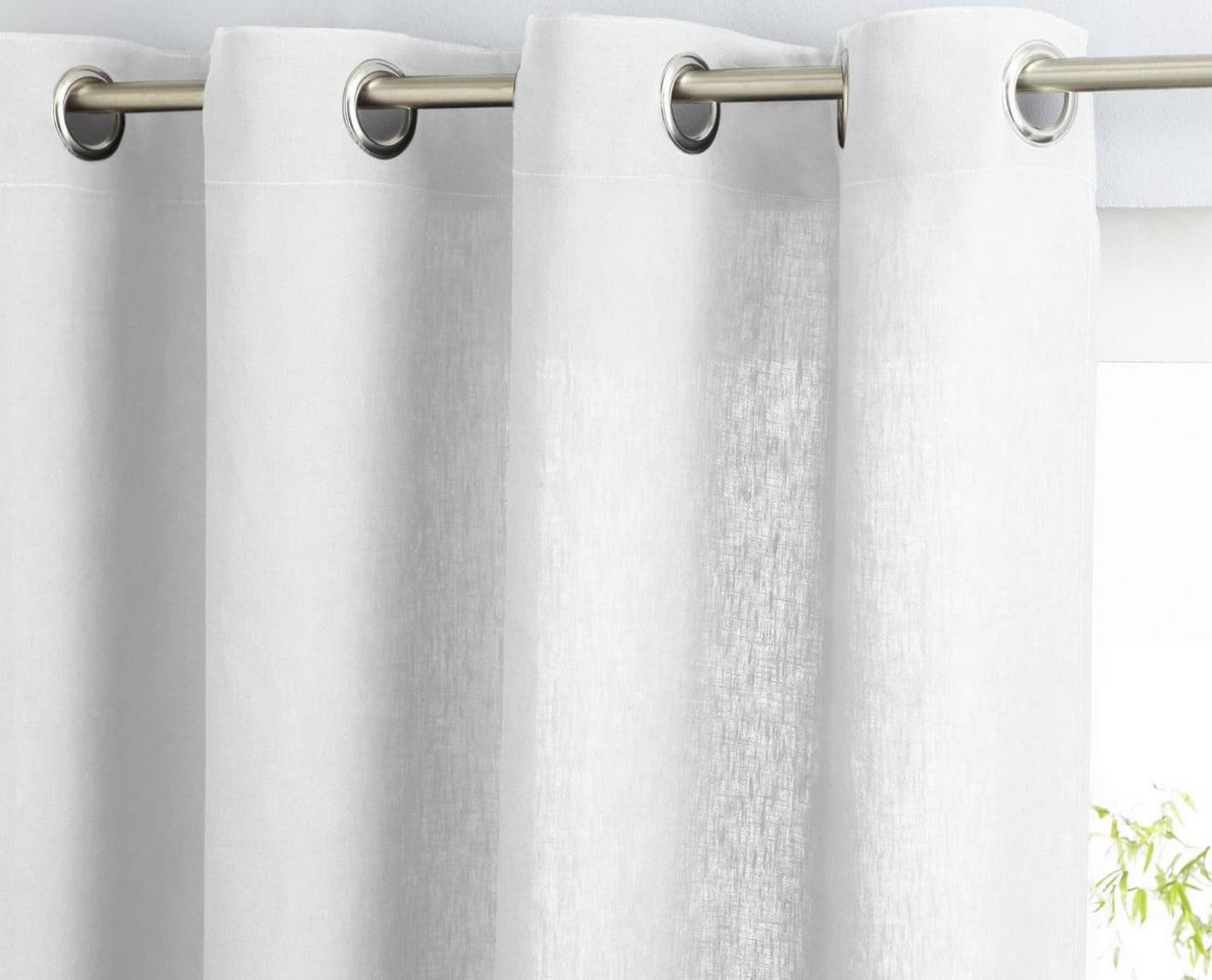 Cortina Visillo con Ojales para Interiores, de Tela Blanca Efecto Lino, 1 Unidad, Ancho 140/200/280 cm, Altura a Medida 1 x 280 x 270 cm