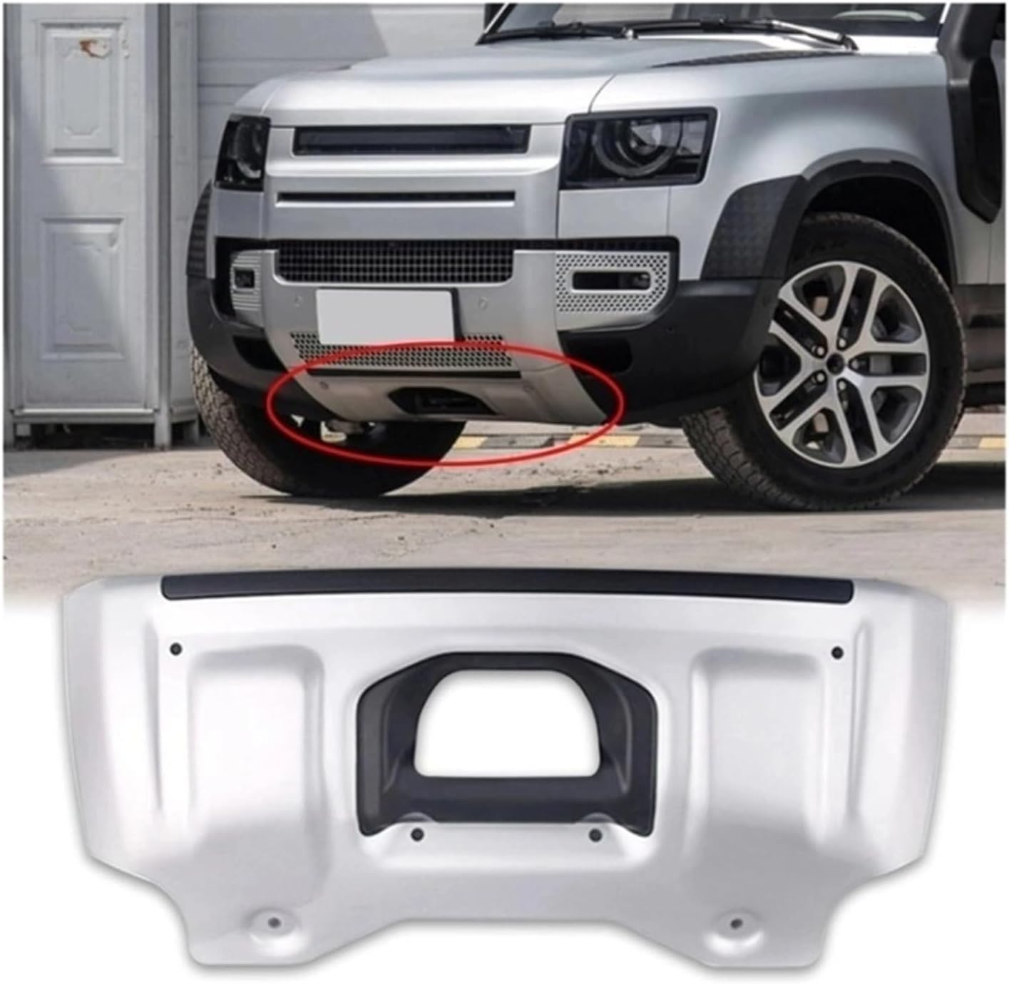 Car Other Exterior Accessories Front Bumper Guard Skid Plate Parts Compatible for Land-Rover 110 2020 Defender(Silver)