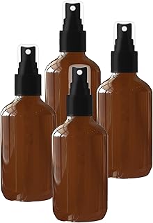 Mountain West Amber Glass Spray Bottle, 2 oz, 4 Pack, Mulit-Use, Refillable, Durable