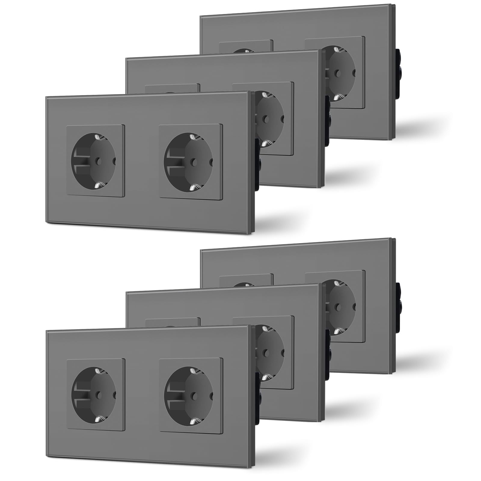 BSEED Enchufe de Pared con USB C,Enchufes Dobles Empotrados con Cristal,Toma de Corriente,Seguridad infantil,Fácil de Instalar,M Serie,2 Enchufes con USB y Tipo C,157mm Blanco — view 33