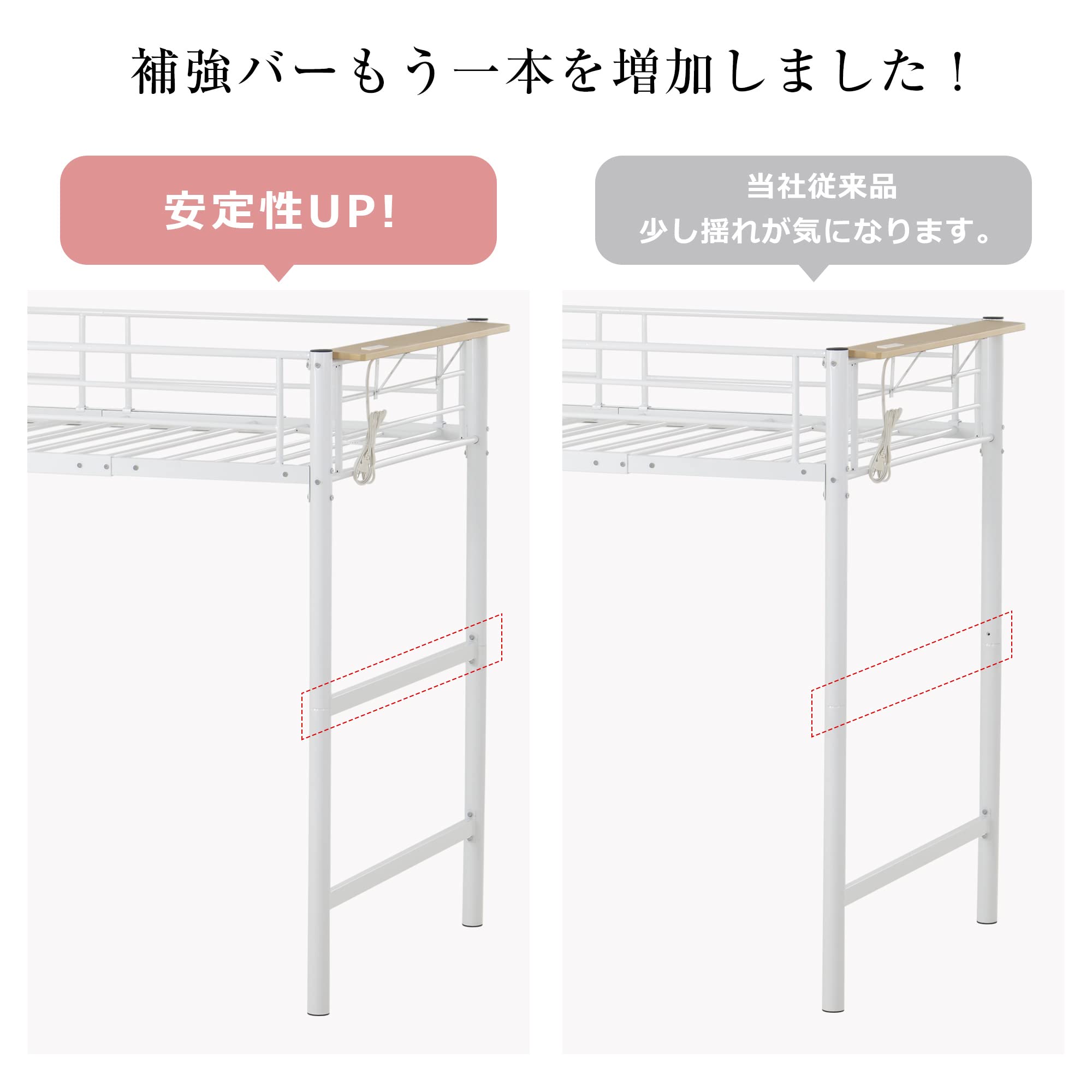 Amazon｜パイプベッド ロフトベッド シングル ベッドフレーム