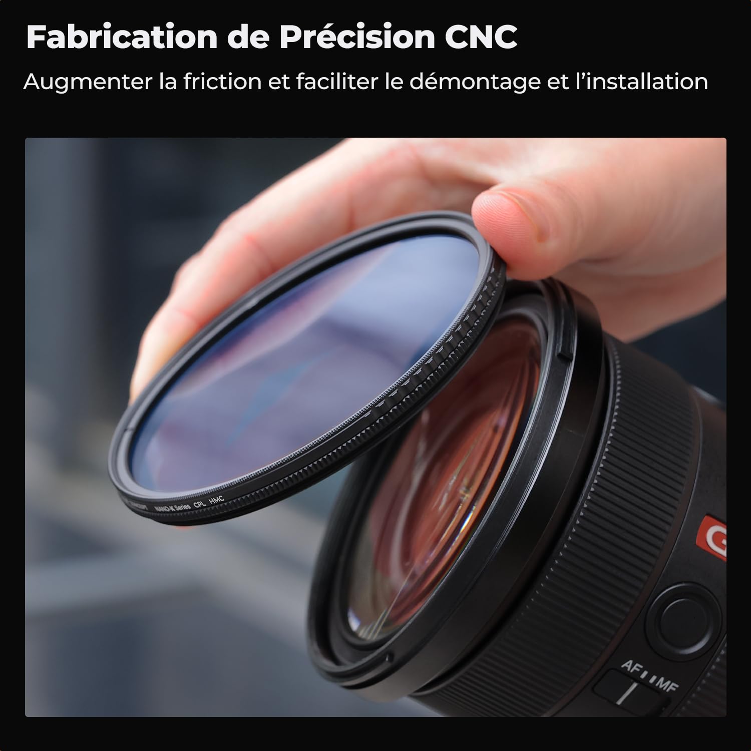K&F Concept Filtre CPL 82mm Polarisant Slim + Chiffon de Nettoyage en Microfibre Emballé sous Vide pour Objectif Appareil Photo