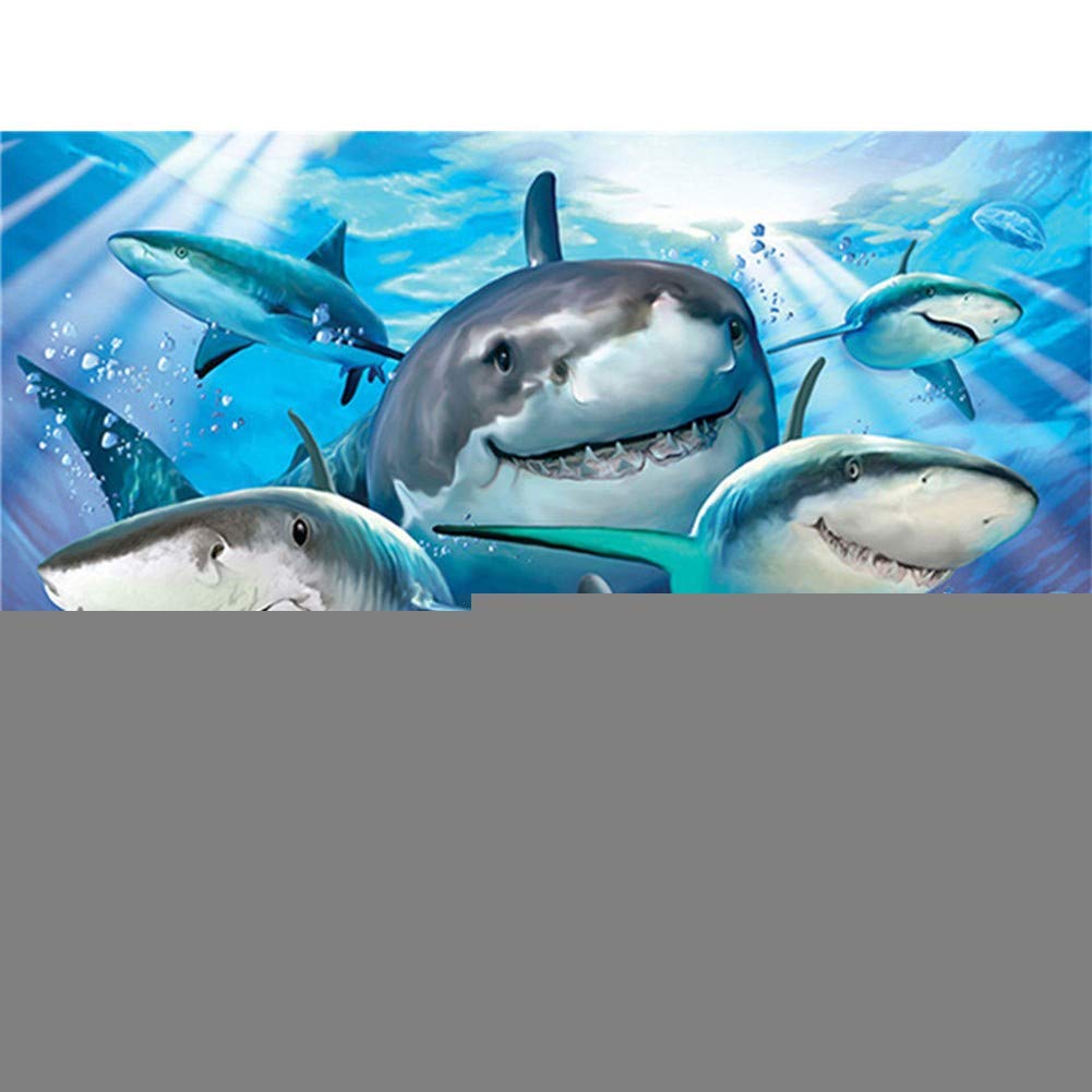 Peinture diamant requin grand format pour transformer l'ambiance d'un salon moderne