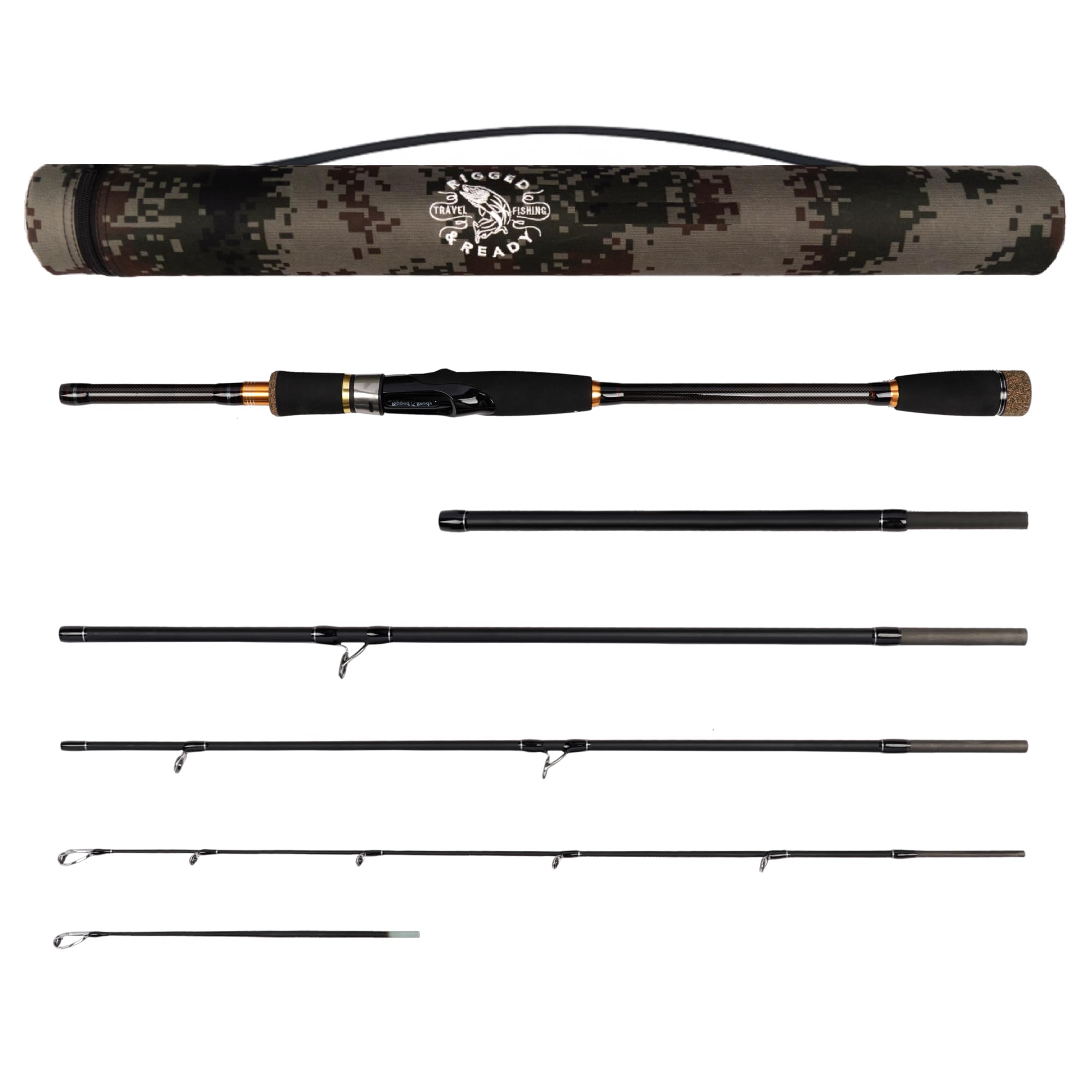 Rigged and Ready Predator Series Spin & Baitcast Travel Fishing Rods. Unique Spin Cast Micro Trigger. Compact Hi-Carbon Rods. 4 Rod Sections, 2 Tips, + case. Mobile Lure Rod Anglers. Fresh & Saltwater