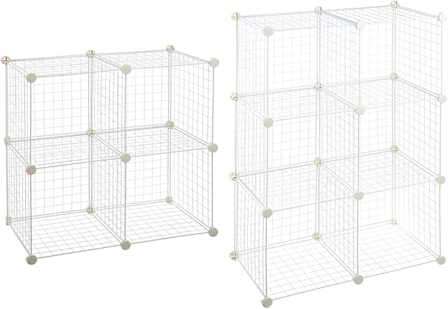 Amazon Basics 6 Cube Wire Storage Shelves - White & 4 Cube Wire Storage Shelves - White