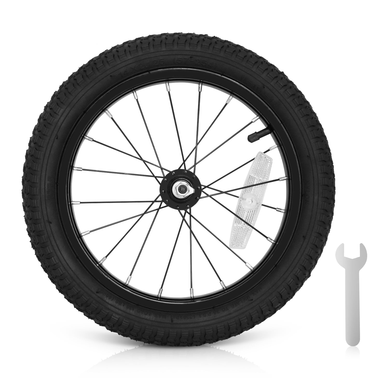 12/14/16/18/20 Inch Kids Bike Front Wheels Replacement with Solid Air Rubber Tire and Inner Tube, Bicycle Bike Wheels Don't Fit with Huffy Bike(13 Inch Wrench Included)