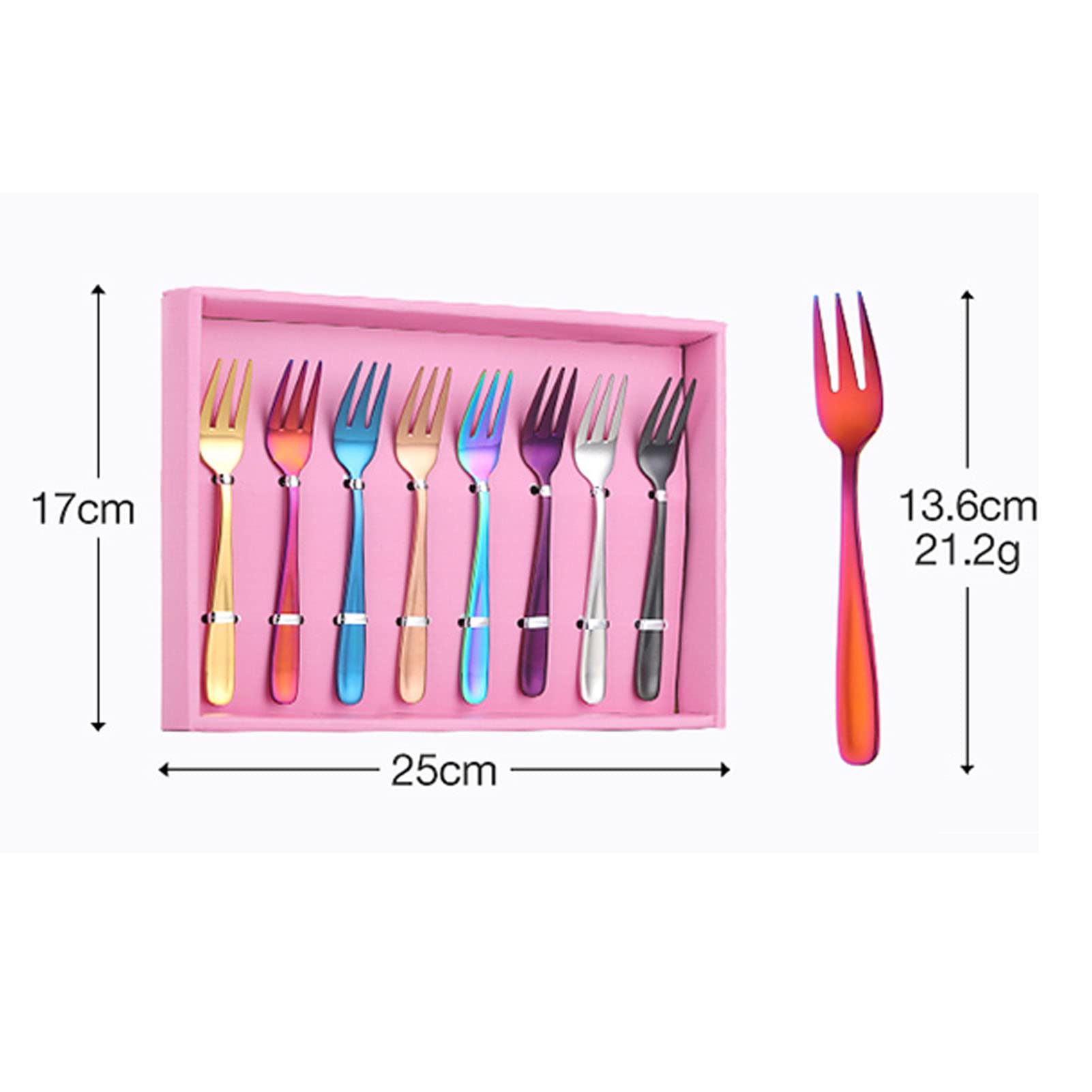 HEATED Tenedor de Cena de Metal, 8 Piezas, Tenedores de Acero Inoxidable de 5,35 Pulgadas, Cubiertos de Boda chapados en Titanio Dorado, Tenedores de Metal, Juego de 8