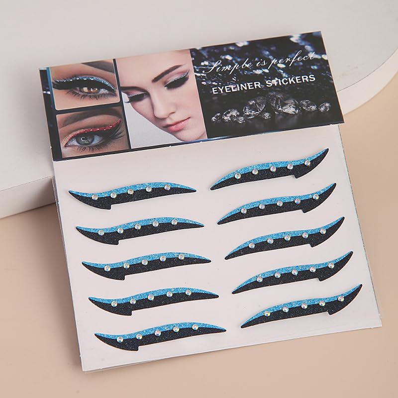 Glitter Eyeliner Stickers with Rhinestones Adhesive Eye Line miniatura 1