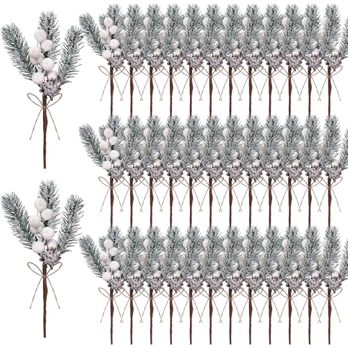 40 Pcs Artificial Christmas Floral Picks White...