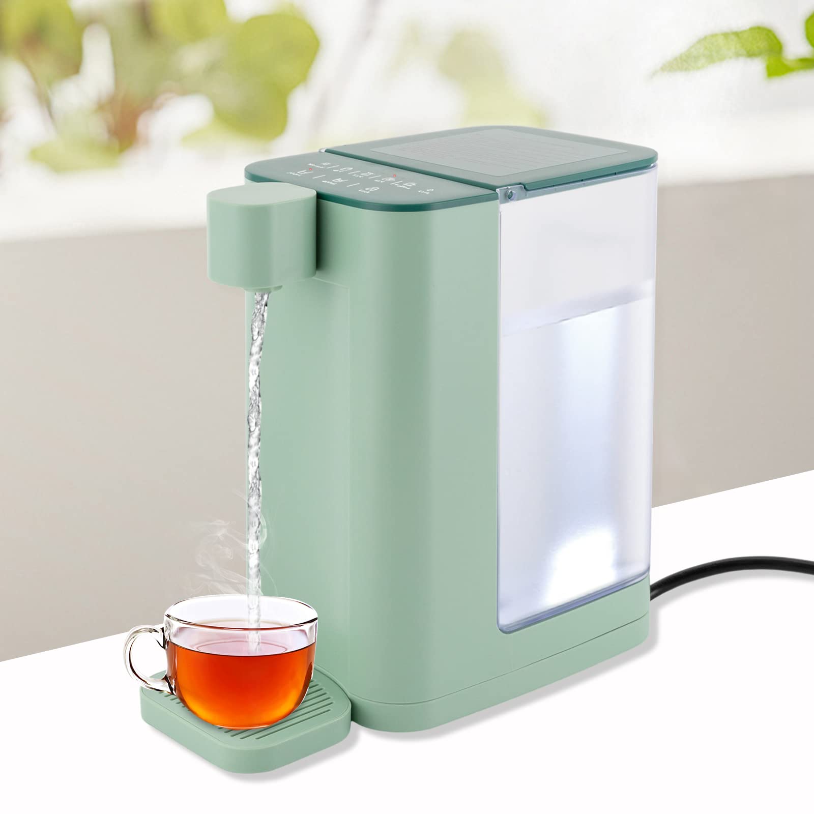 Dodoam Instant Hot Water Dispenser Countertop Electric Kettle 5 Temperature Adjustable Adjustable 5 Temperatures & 2 Water Outputs, 102 Ounce 3L Water Tank Capacity, Green